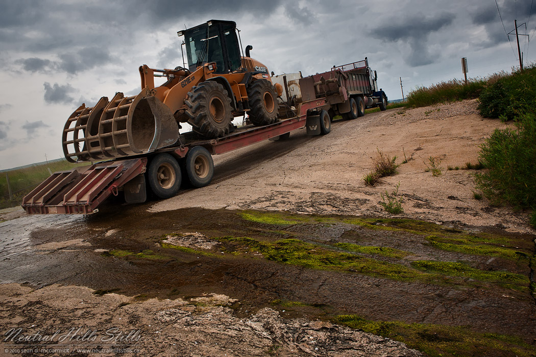 Heavy equipment crossing Sounding Creek on Old Hwy 12