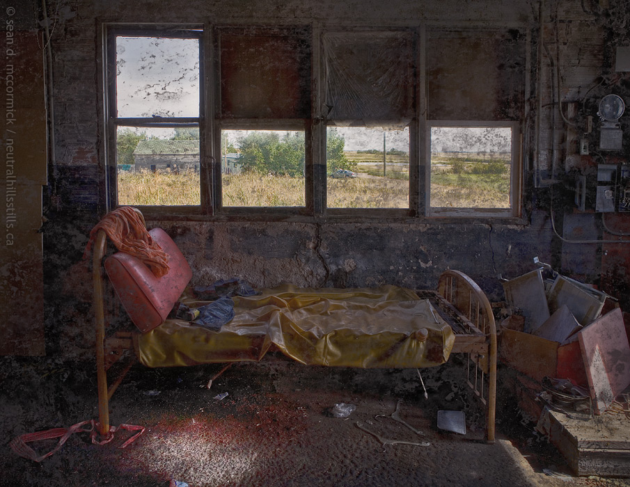 Beyond Nasty: Old bed, Wayside Garage, Chinook, Alberta