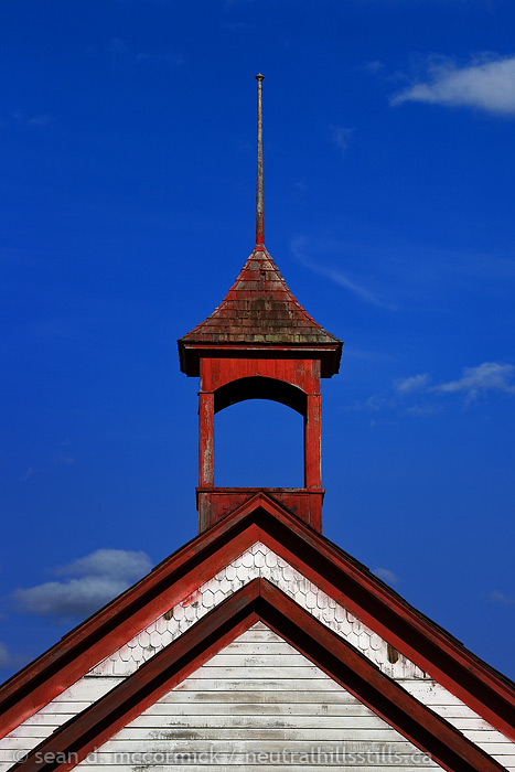 Bell tower, Lake's End School, NW of Consort AB