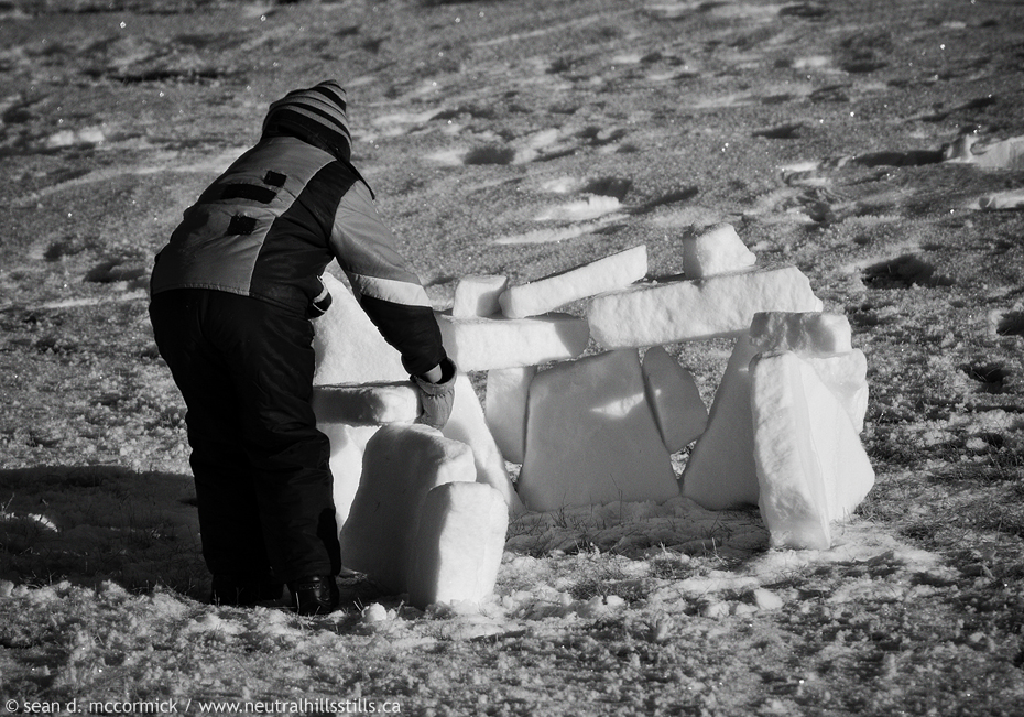 Ash building a snow fort