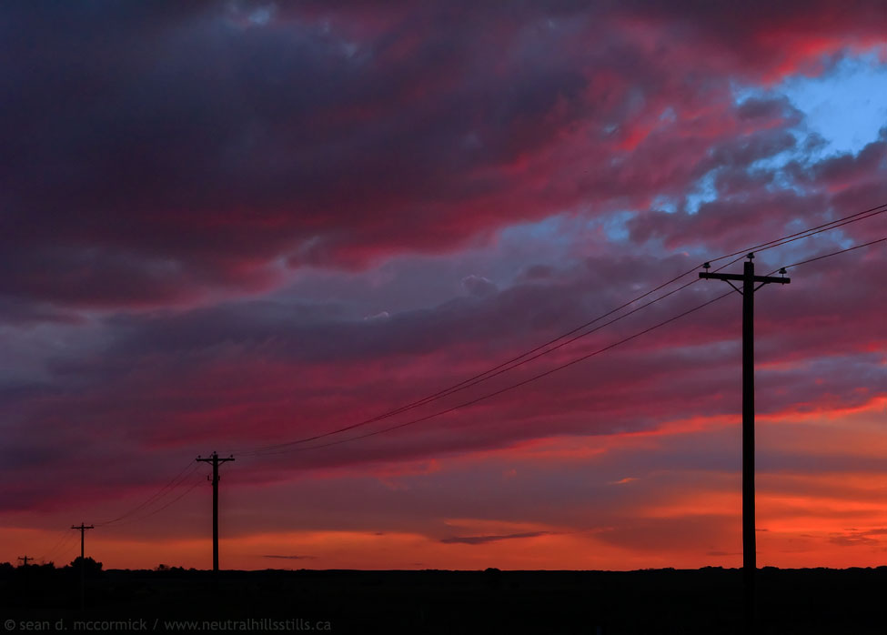 Sunset over power lines, July 16, 2008