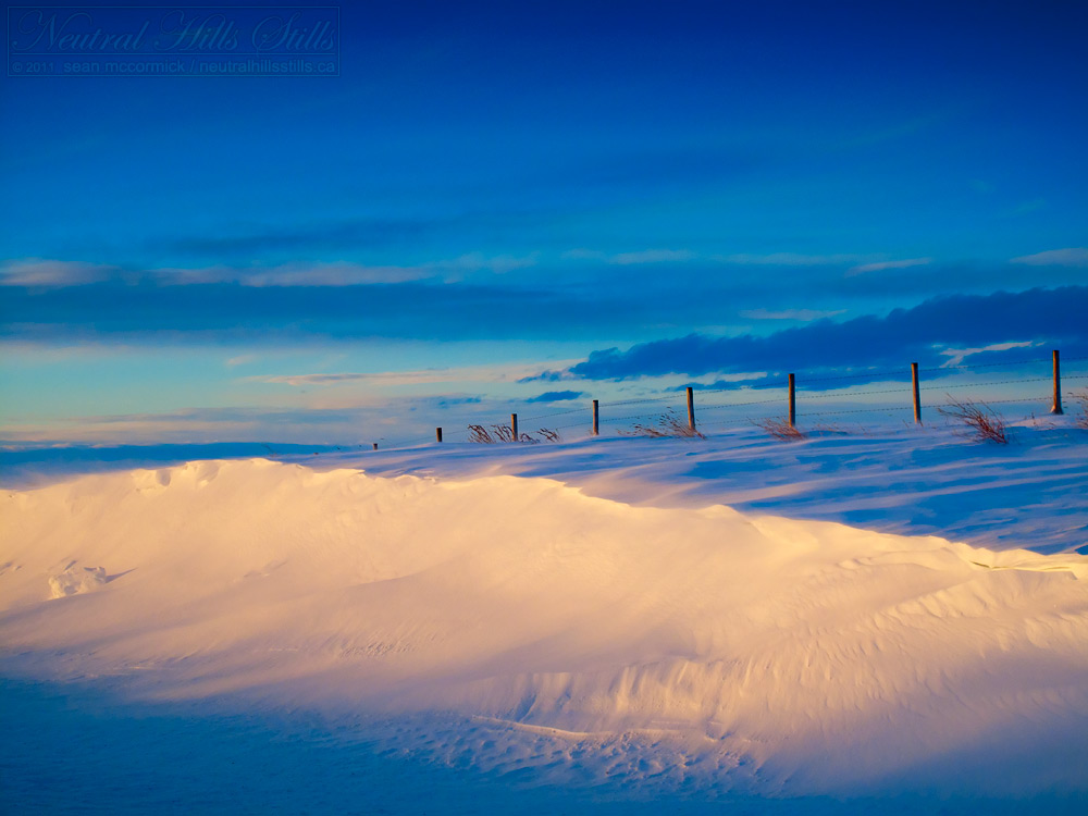 Snow drift at sunrise, Jan 19, 2011