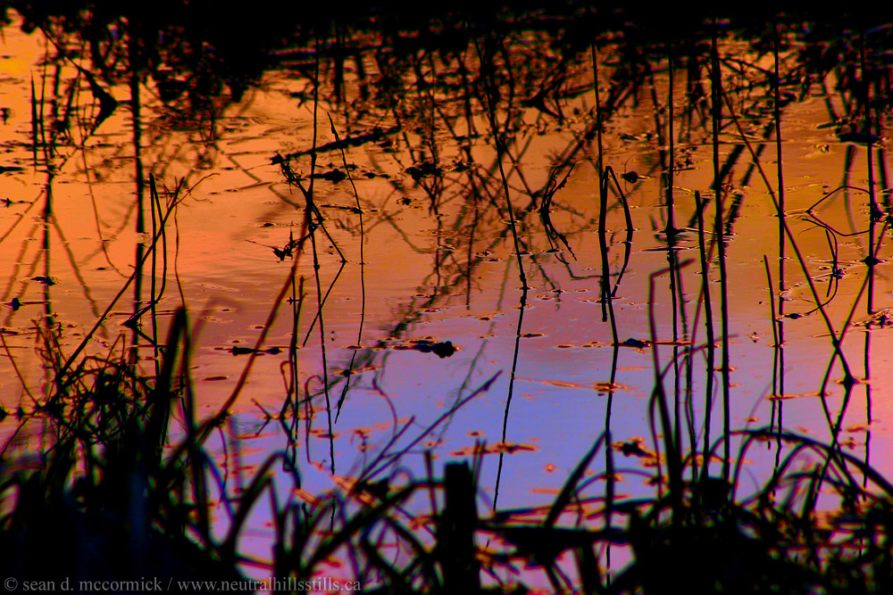 Sunset colours in melt water
