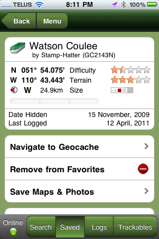 Geocaching GC2143N: Info on "Watson Coulee"