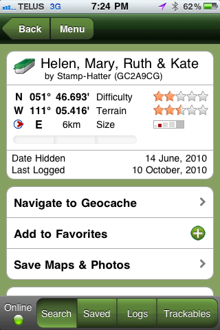 Geocaching GC2A9CG: Info on "Helen, Mary, Ruth, and Kate"