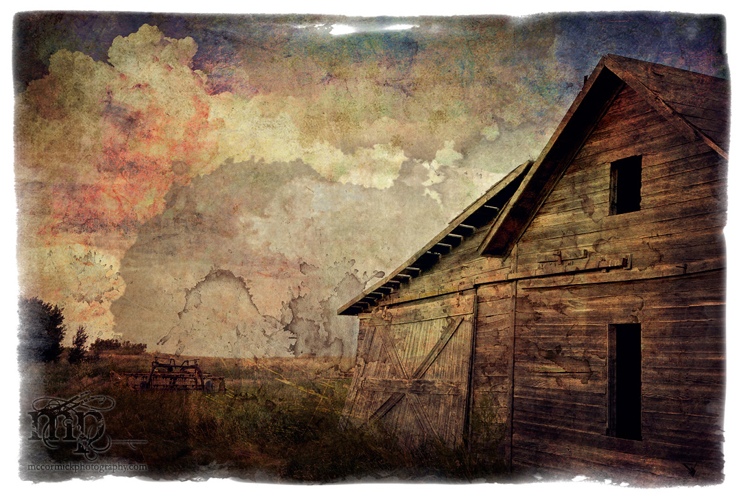 Weathered image of a weathered barn