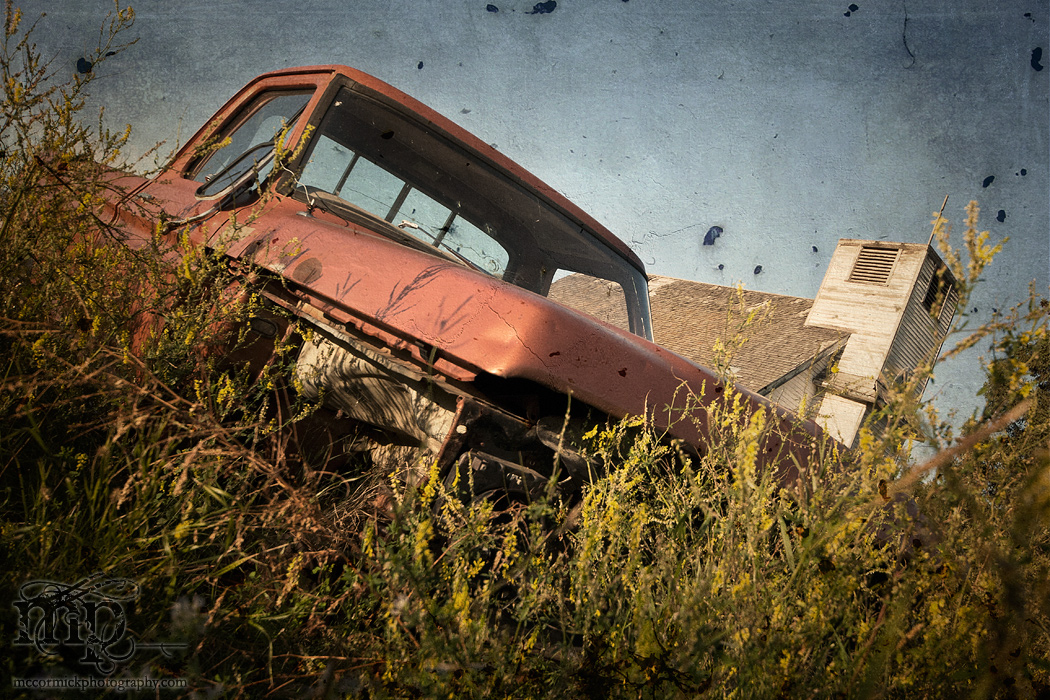 Altario Catholic Church and Old Truck