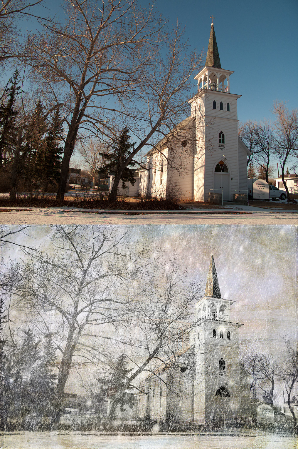 Church in the lurch (Emmanuel Lutheran Church, Czar, Alberta - Dec 2011)