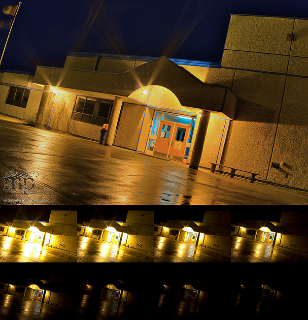 Mar 17, 2012: Altario School at night [Composite view]