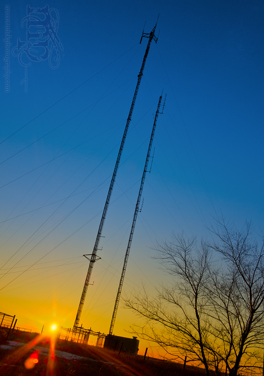 Sunrise, Mar 31, 2012: Towers east of Consort, AB