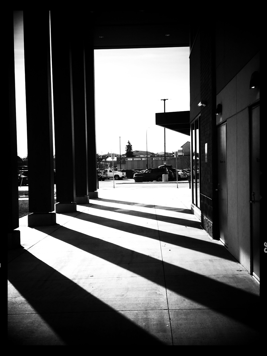Pillars and Shadows, Municipal Building, Strathmore, Alberta, 2024-03-15
