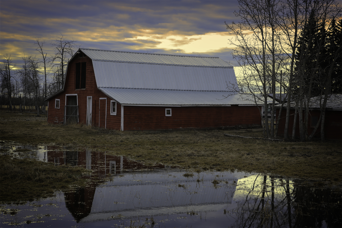Barn reflection near Peanut Lake