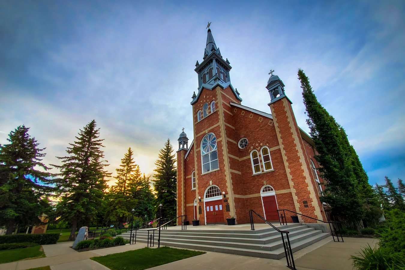 St. Jean Baptiste Church, Landscape, Corner View, Morrinville, Alberta, June 12, 2020