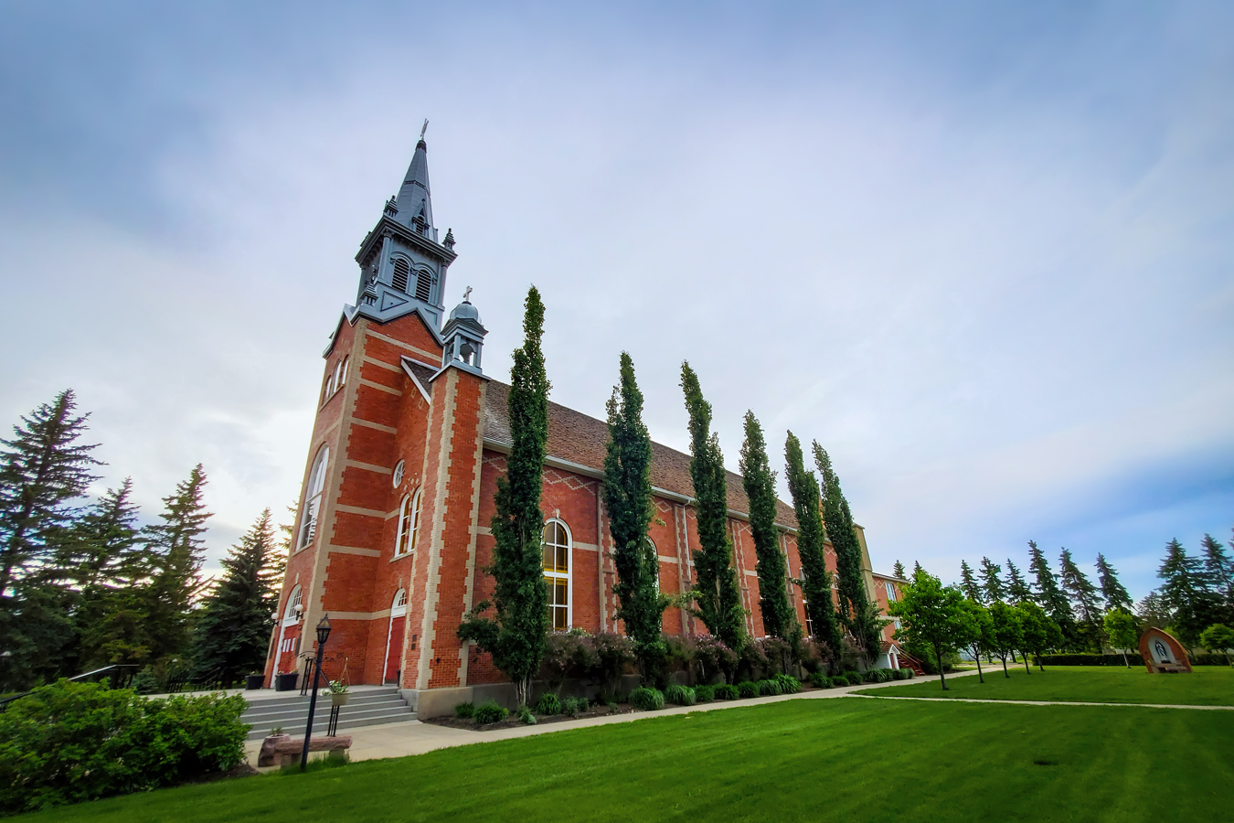 St. Jean Baptiste Church, Ship's Prow, Side View, Morrinville, Alberta, June 12, 2021