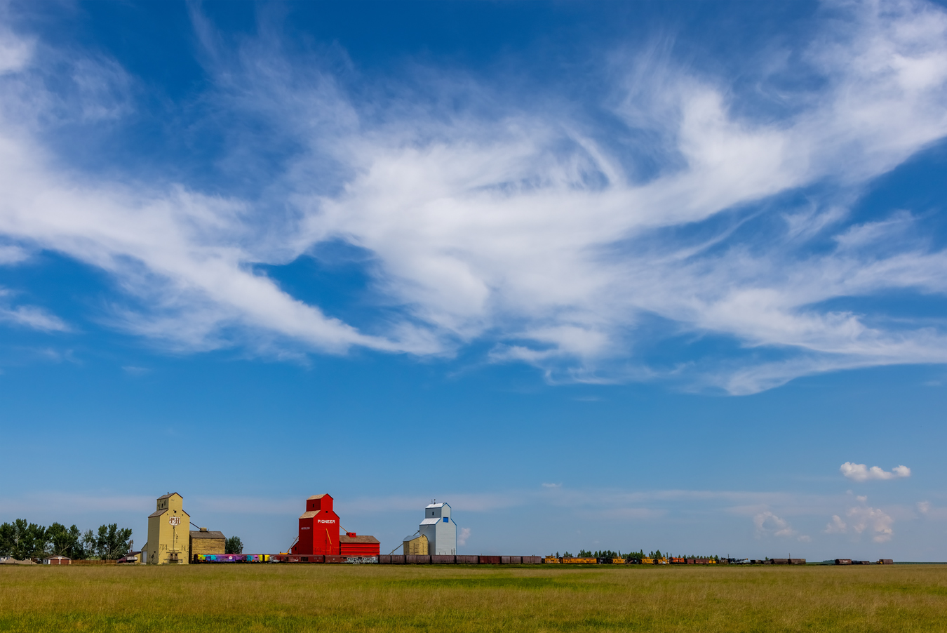 Prairie Postcard, Grain Elevators, Mossleigh, Alberta, July 09, 2021