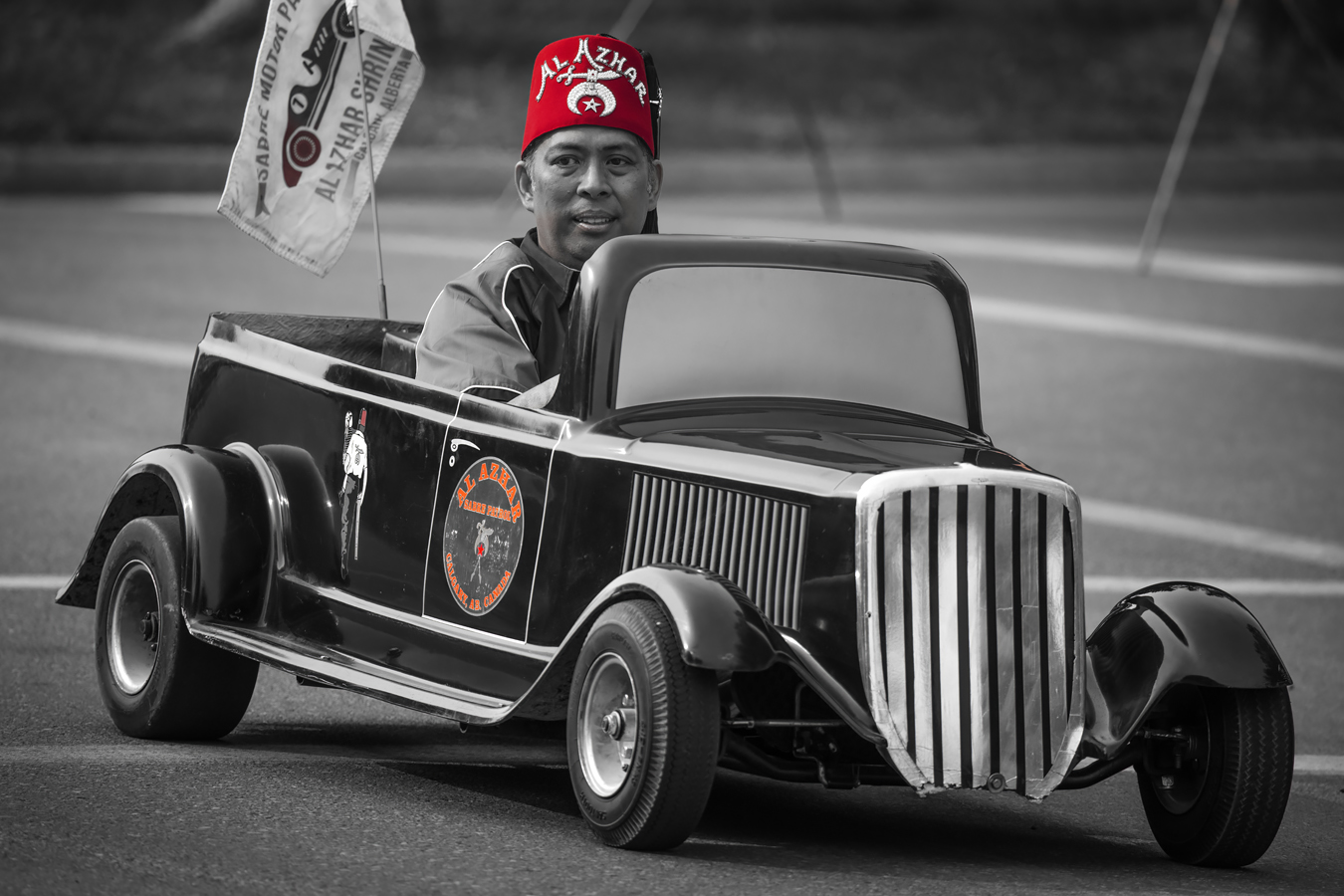 Shriner In Car, Stampede Parade, Strathmore, Alberta, July 31, 2021