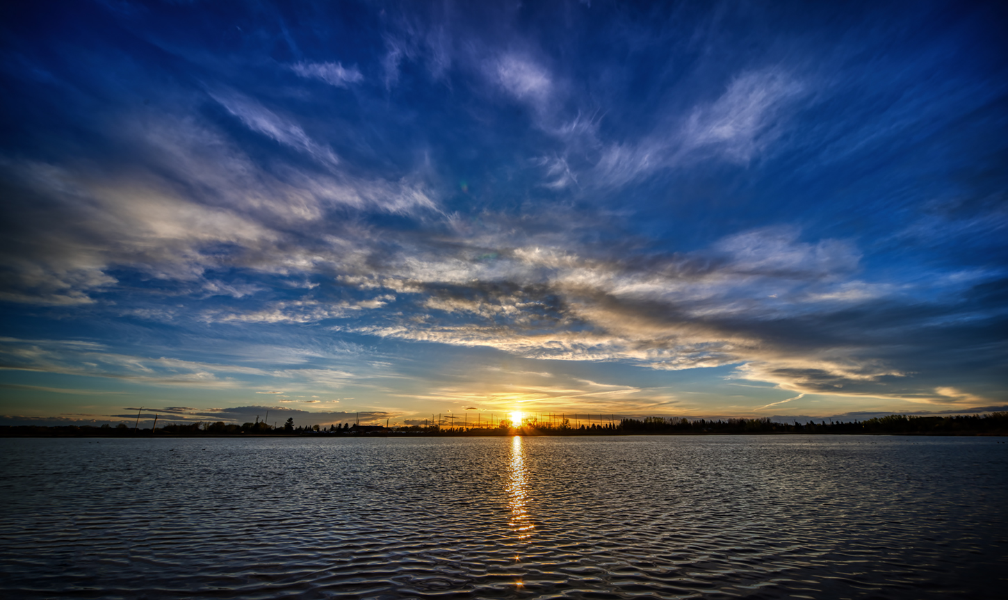 Gray's Pond, Sunset, HDR Composite, Landscape, Sun Kissing Horizon, 2022-05-16