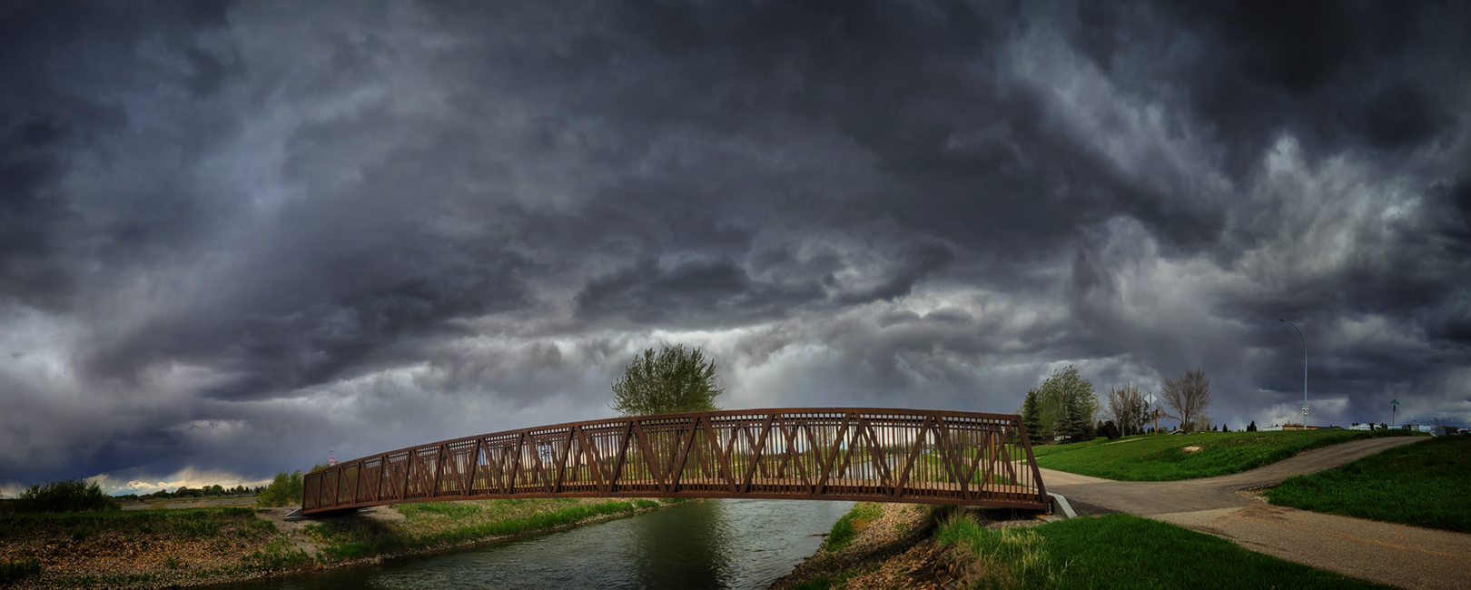 Tom Sadler Bridge, Storm Coming, Stitched Panorama, 2022-05-18