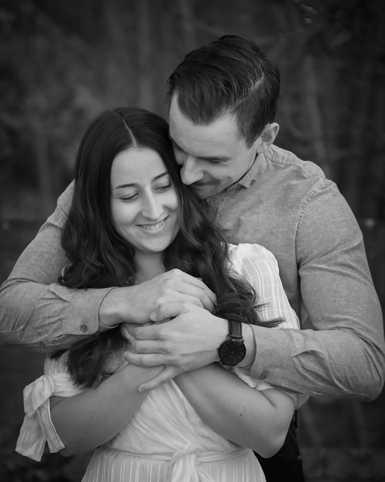 Engagement Shoot, 2022-05-22, Warm Embrace, B&W with Vignette