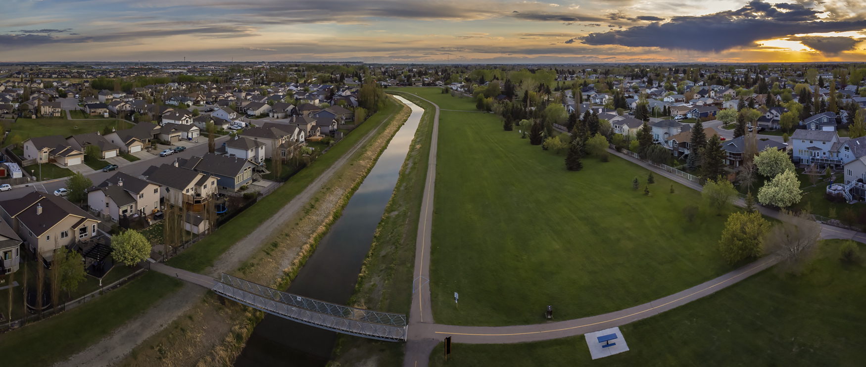 George Freeman Park, Aerial View. Strathmore, AB, 2022-05-25