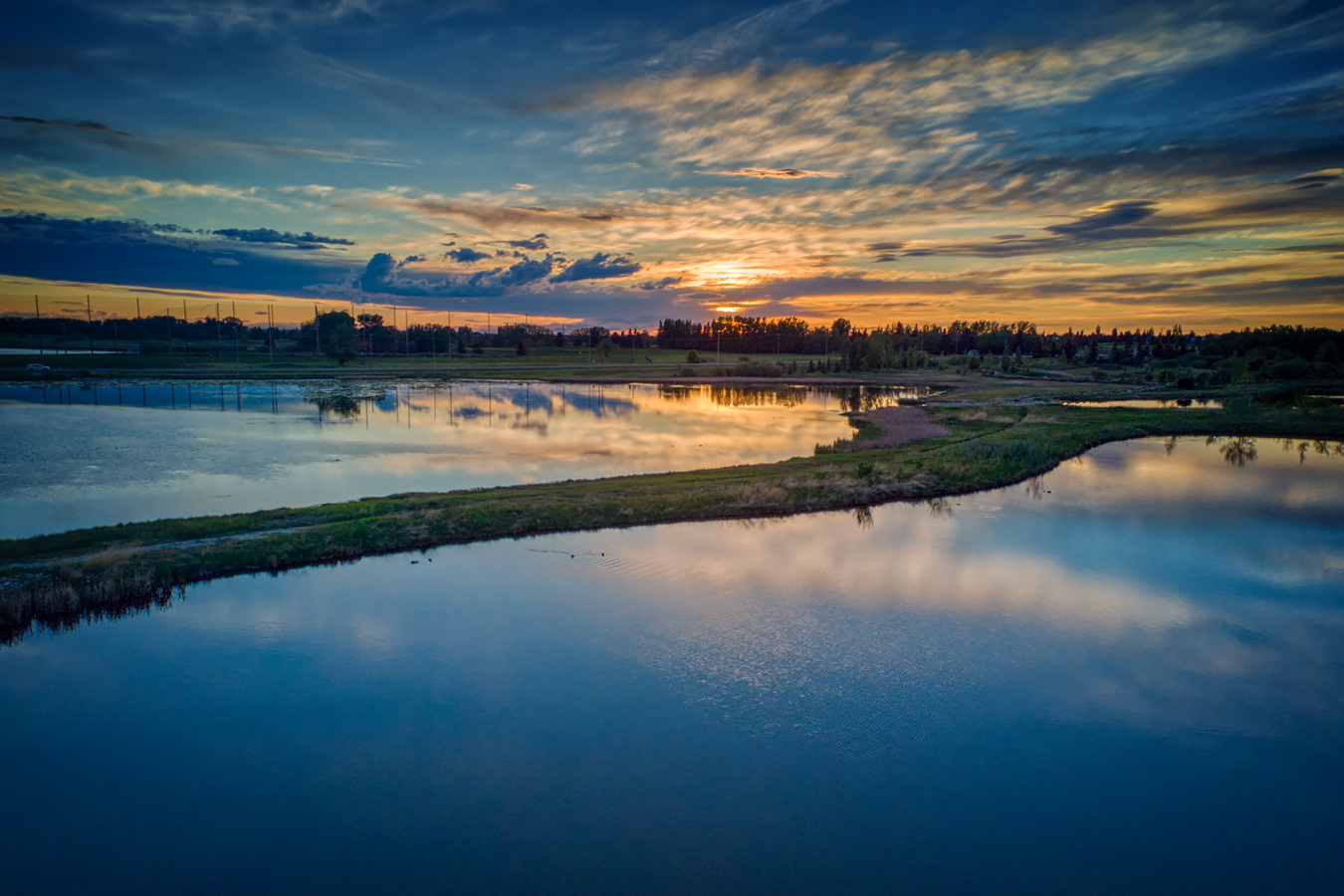 Sunset and Aerial View, Two Ponds, Gray's Park,, Strathmore, AB, 2022-06-08