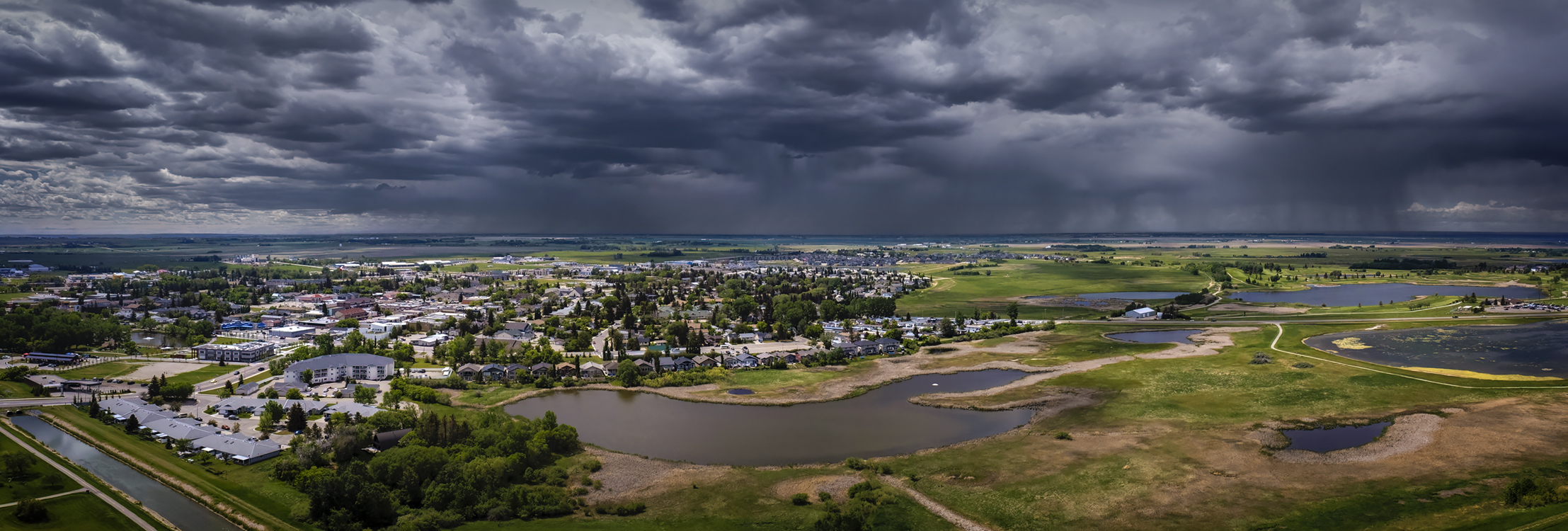 Incoming Storm, Looking West Over the Ponds,, Strathmore, AB, 2022-06-11