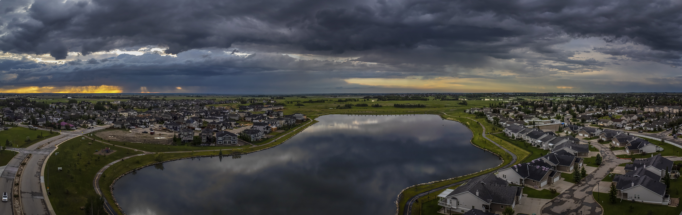 Strathmore Lake From On High, Panoramic 1, Strathmore, AB, 2022-06-18