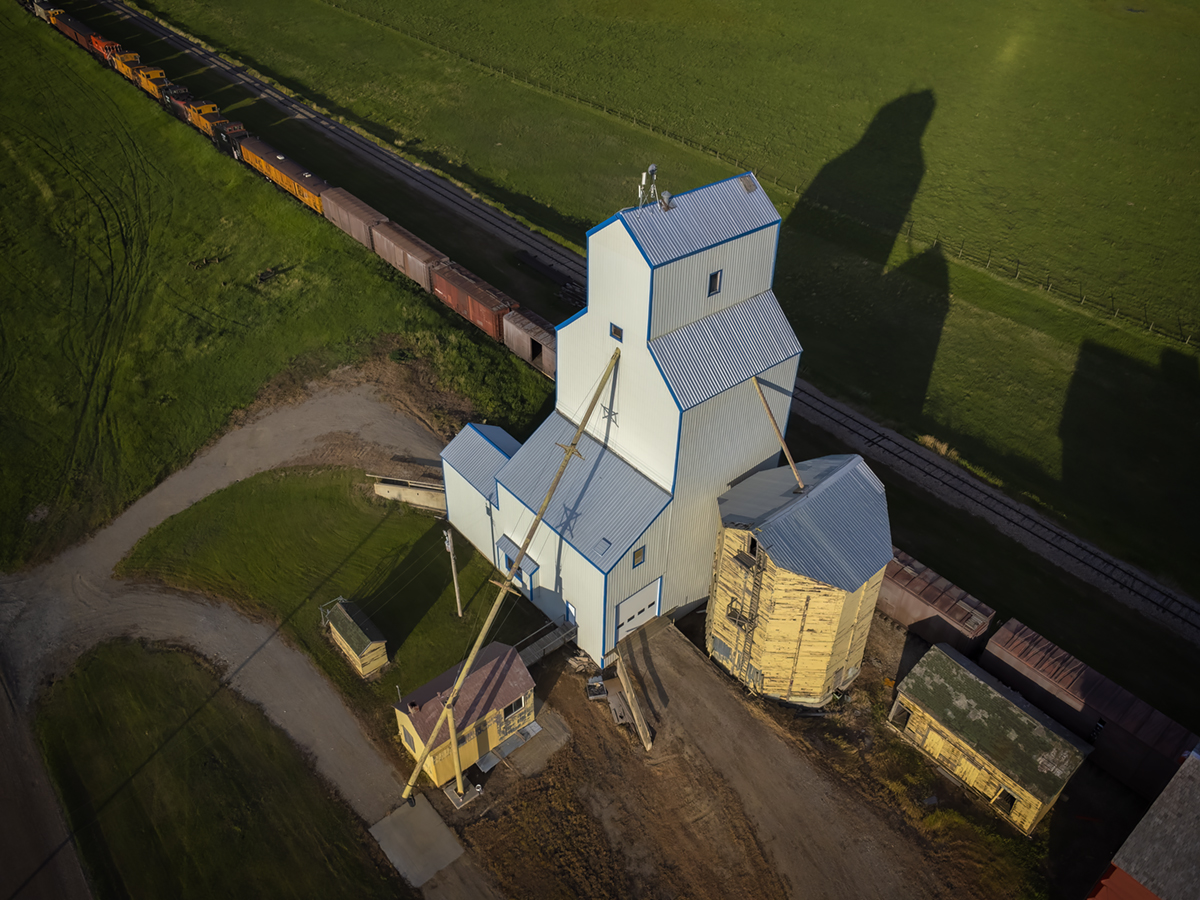 Aerial View of Mostly Refurbed Elevator, Mossleigh, AB, 2022-06-19