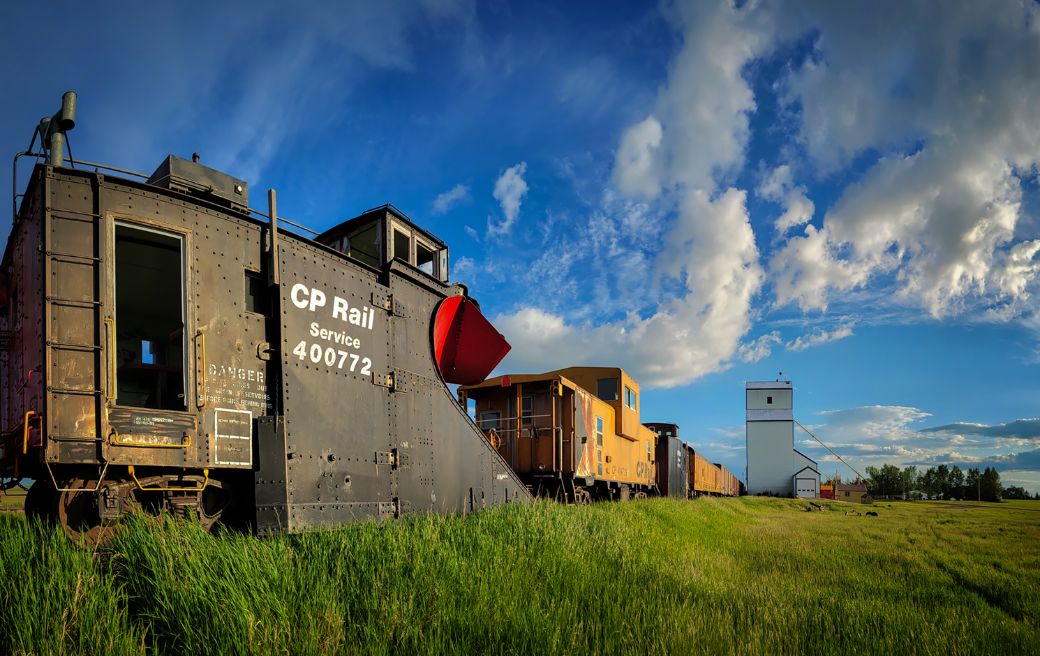 Retired CP Rail Snow Plough Unit, Mossleigh, AB, 2022-06-19
