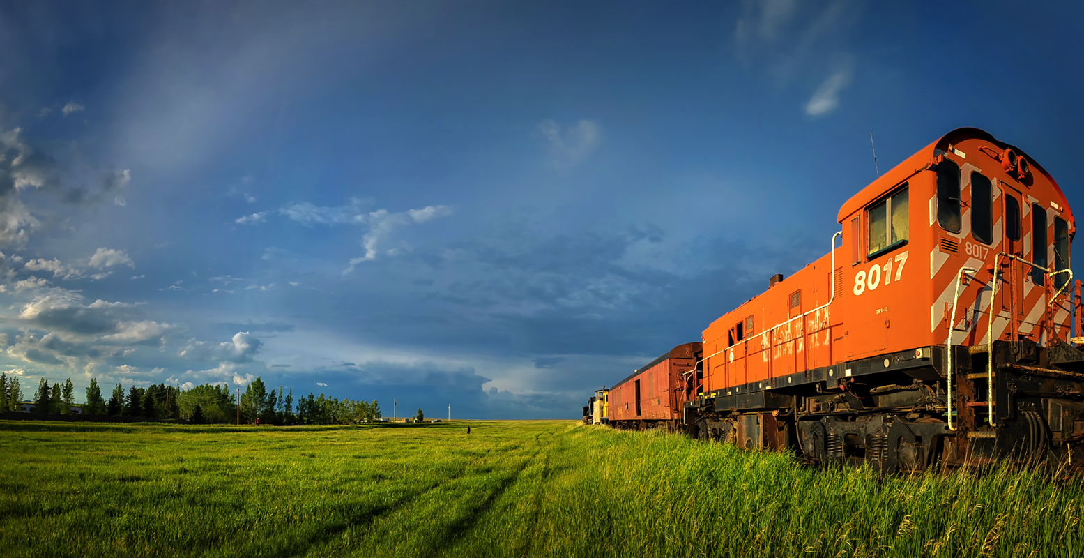 Retired CN Engine, Mossleigh, AB,, 2022-06-19