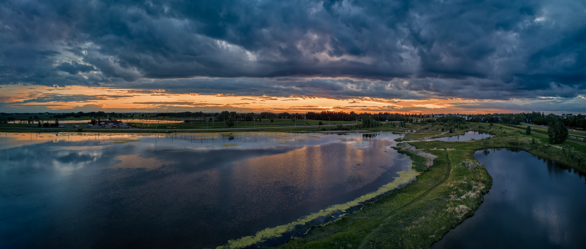Sunset, Elevated View 04, Gray's Ponds, Strathmore, AB, 2022-06-20