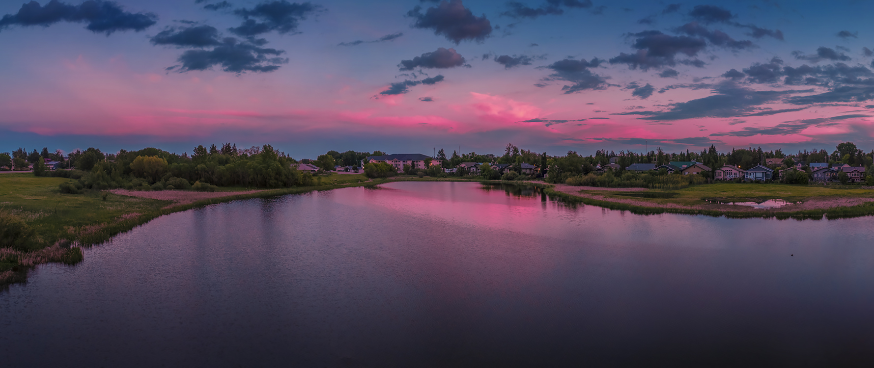 Sunset, Elevated View 02 (Alpenglow on opposite horizon from sunset), Gray's Ponds, Strathmore, AB, 2022-06-20