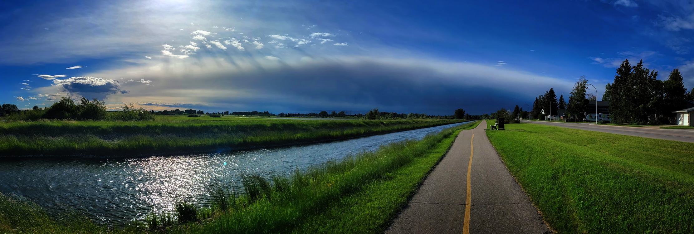 Path to an Uncertain Future, Storm System North of Town, Strathmore, AB, 2022-06-23