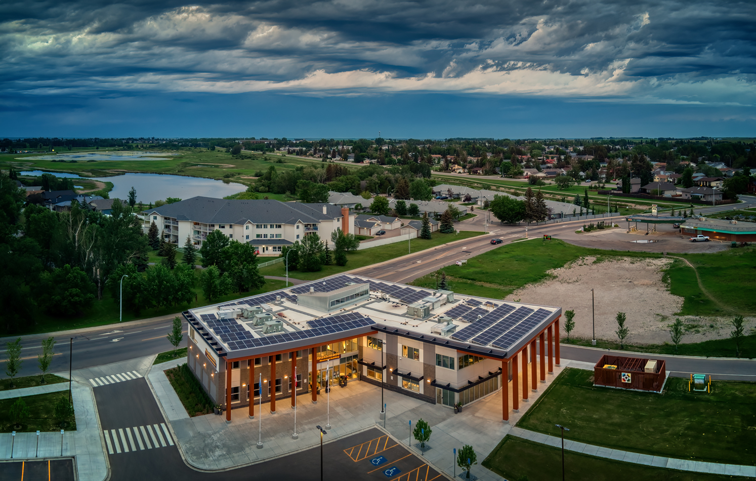 Municipal Building at Dusk, Strathmore AB, 2022-06-27