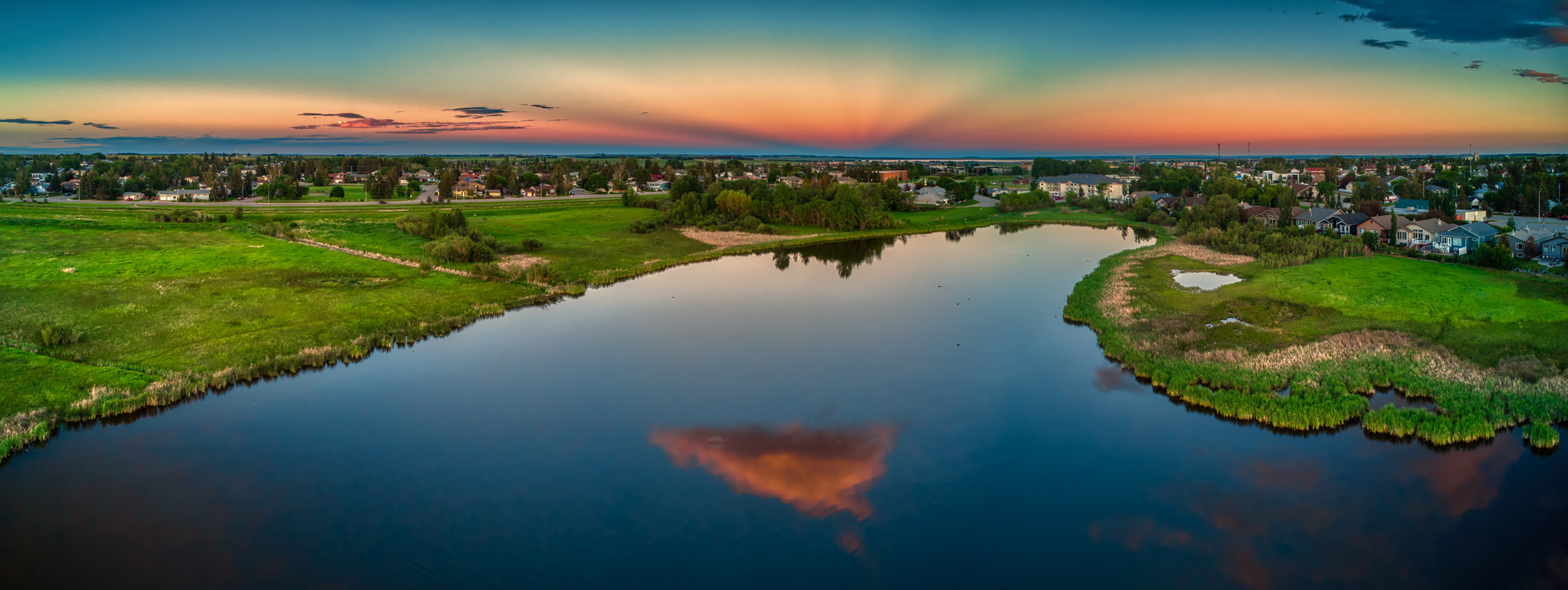 Clouds Reflected 02, Lower Pond, Gray's Ponds, Strathmore, AB, 2022-07-05