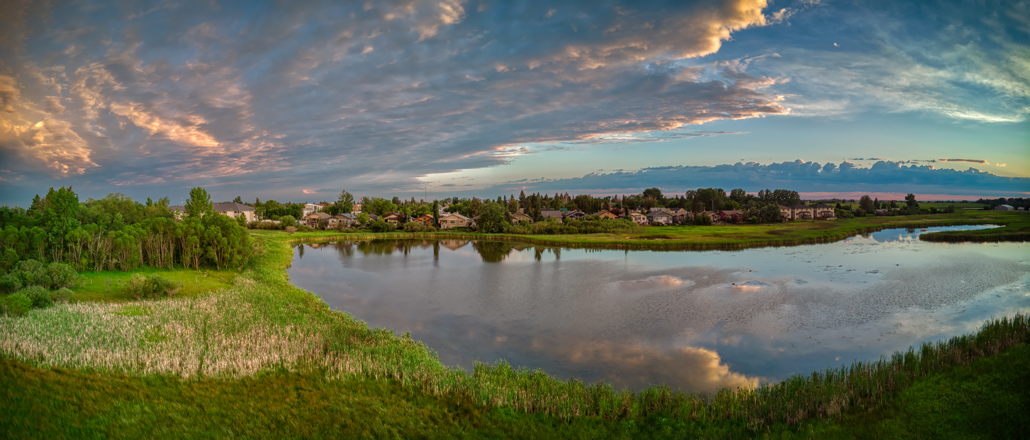 Sunset, Looking West, Gray's Ponds, Strathmore, AB, 2022-07-18