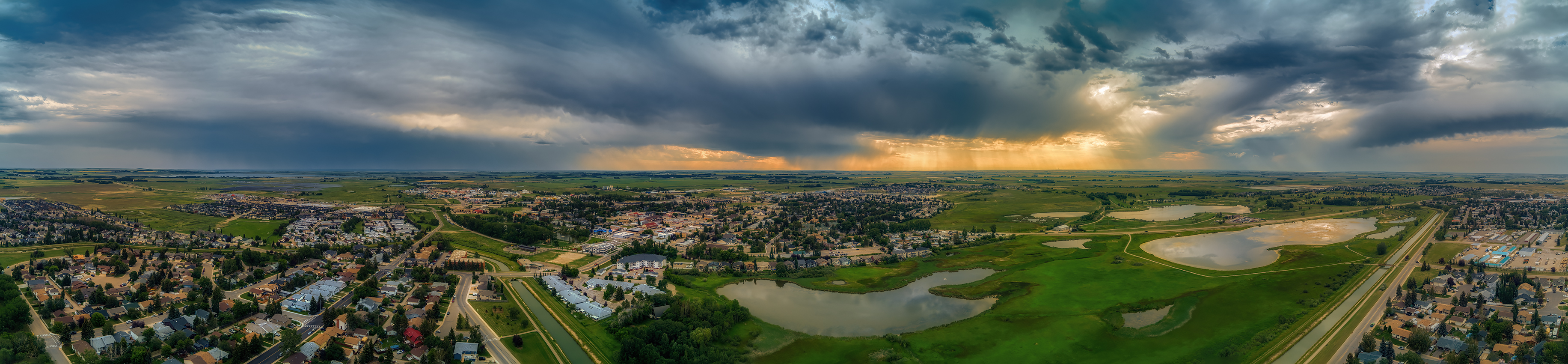 Early Evening Storm Creeping In, Looking West Over Gray's Park, Strathmore, AB, 2022-07-30