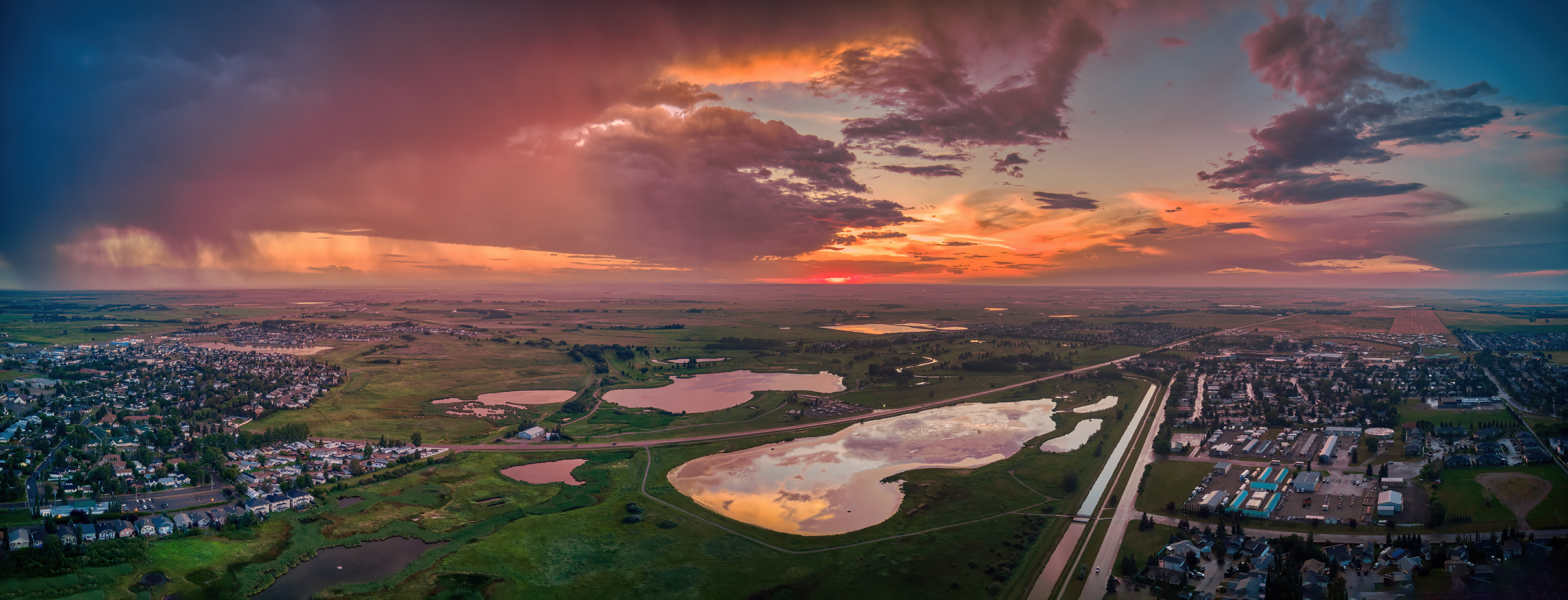 Sunset, Looking Northwest 02, Gray Park, Strathmore, AB, 2022-07-30