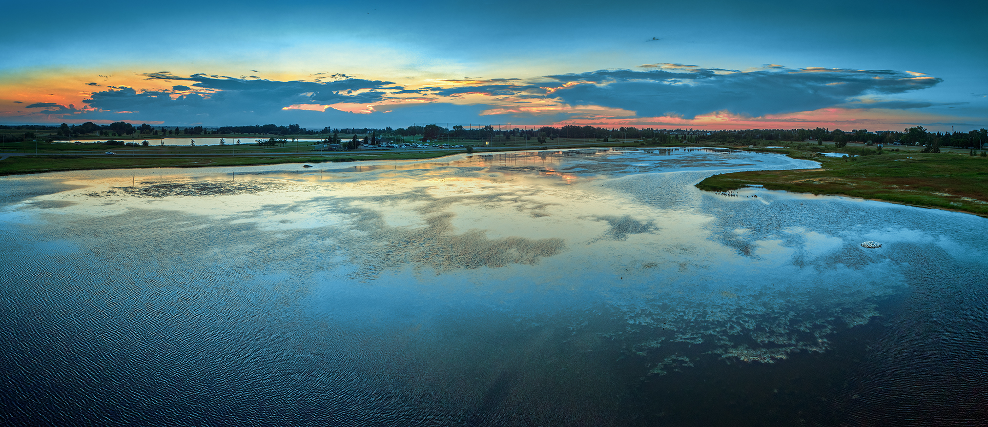 Muted Sunset over North Pond, Gray Park, Strathmore, AB, 2022-08-11