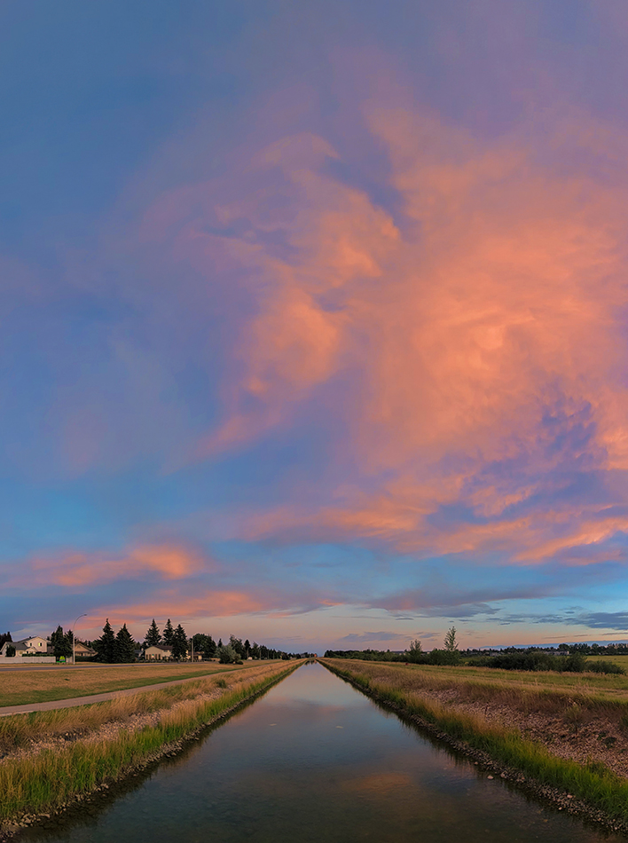 Sunset Over Irrigation Canal, Strathmore, Alberta, 2022-08-29