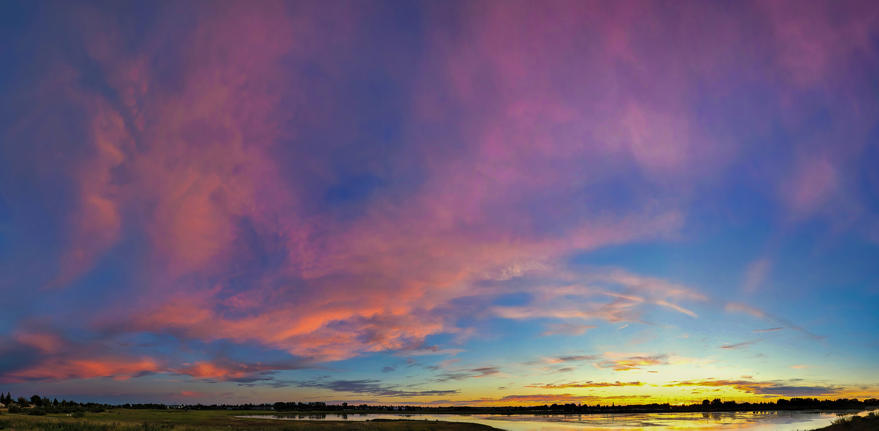 Sunset Over Gray Pond, Strathmore, Alberta, 2022-08-29