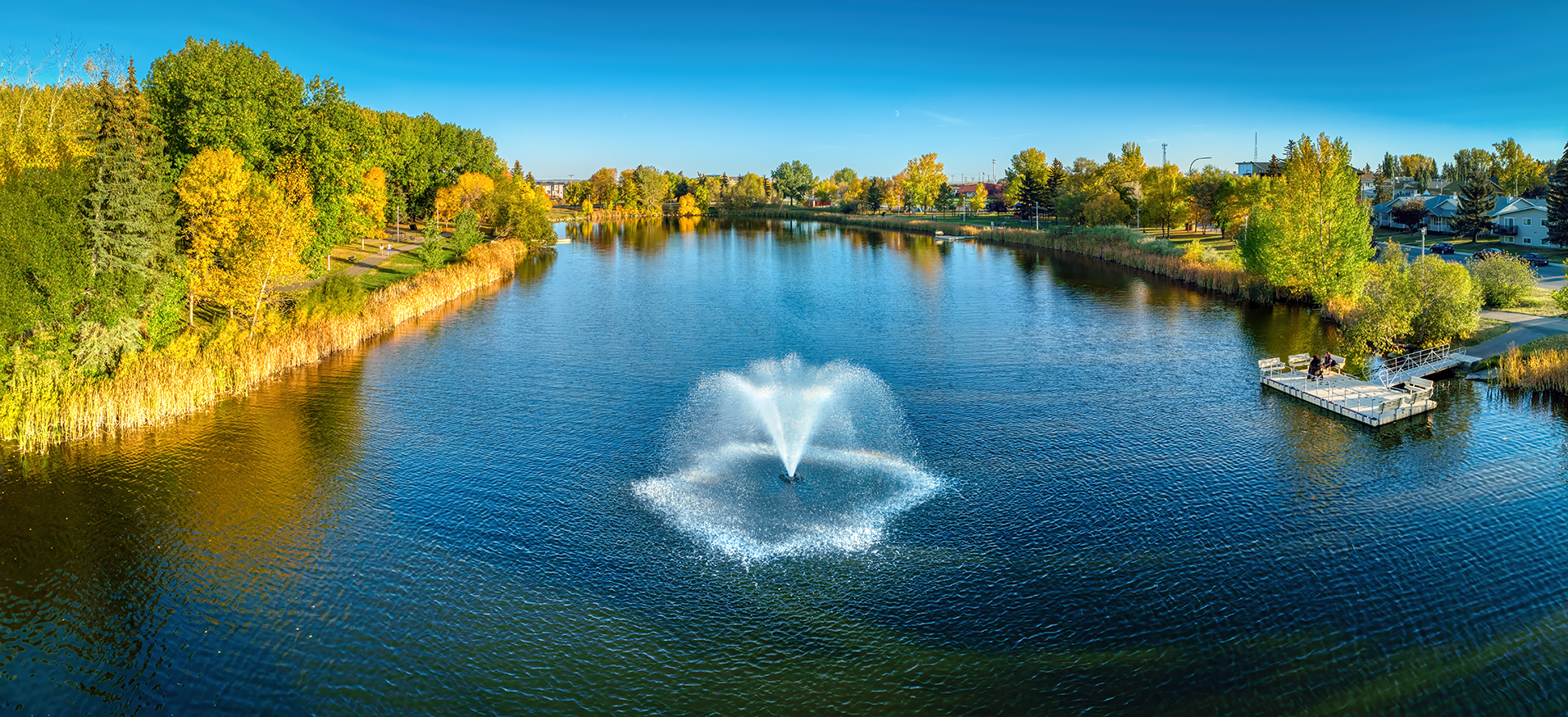 Fall Fountain, South View, Kinsmen Park, Strathmore, Alberta, 2022-10-03