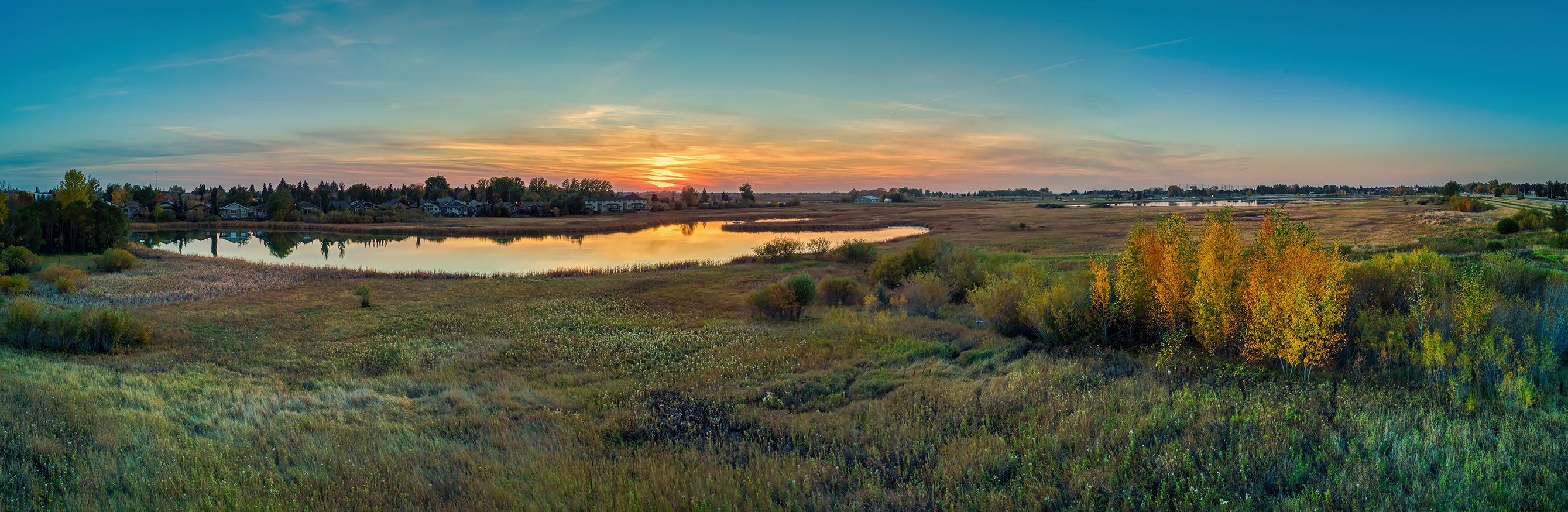 A Touch of Fall Foliage Between Ponds, Gray Park, Strathmore, AB, 2022-10-07