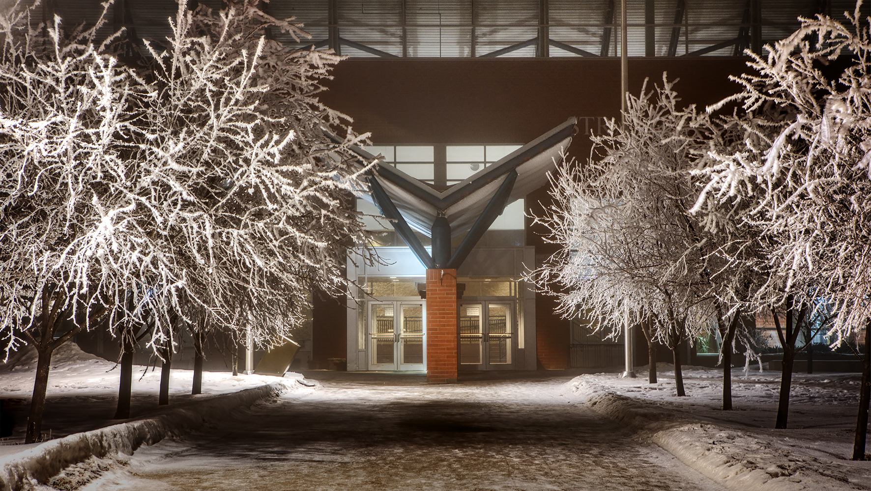 Frosty Evening at the High School, Strathmore, AB, 2022-01-16