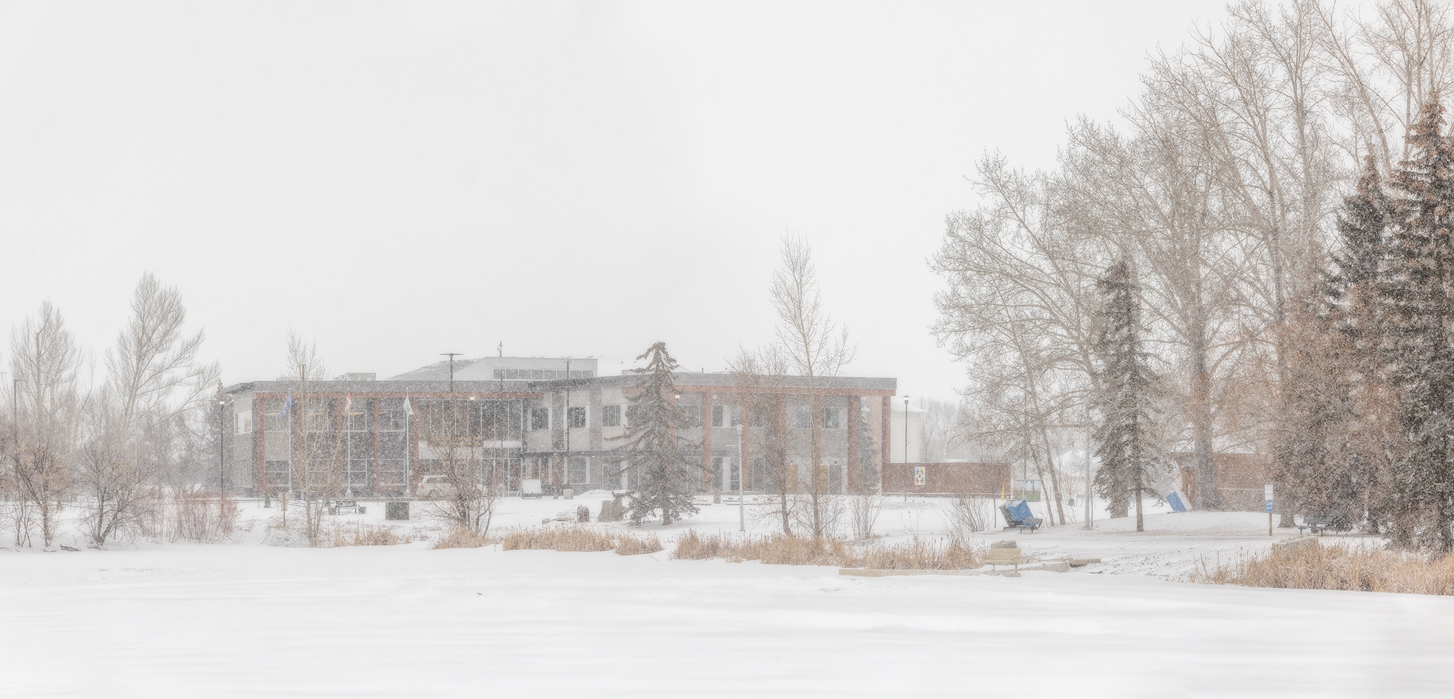 Municipal Building, Spring Snow, Strathmore, Alberta, 2023-04-02