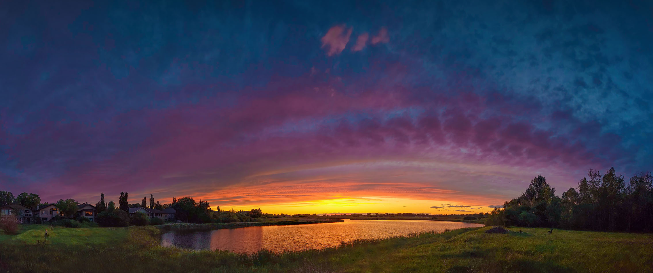 Lower Pond 15 Minutes After Sunset, Gray Ponds, Gray Park, Strathmore, Alberta, 2023-06-16