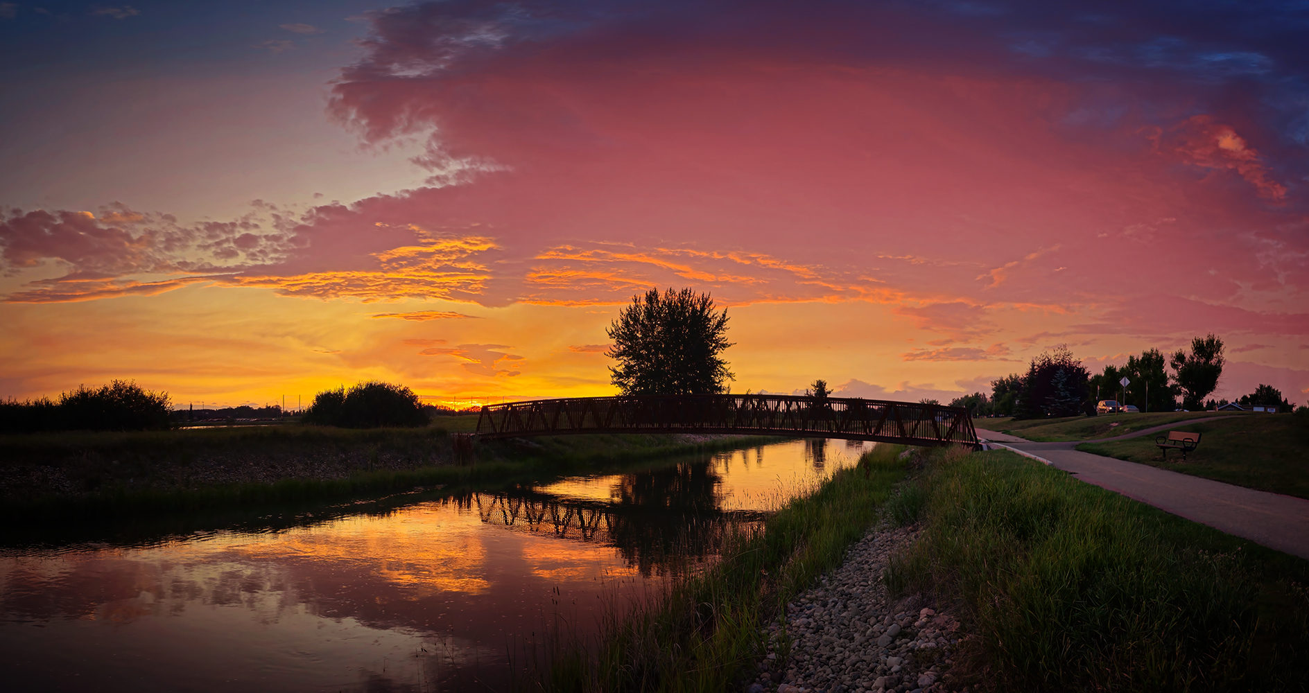 Afterglow, Tom Sadler Bridge, Strathmore, Alberta. 2023-07-25
