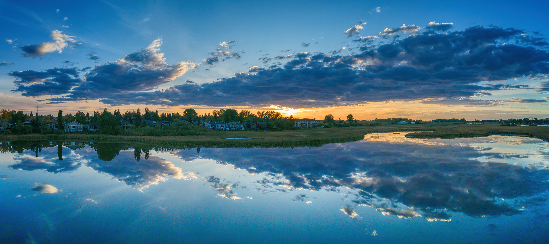 Dusk Falls at the Lesser Pond, Gray Park, Strathmore, Alberta, 2023-09-24