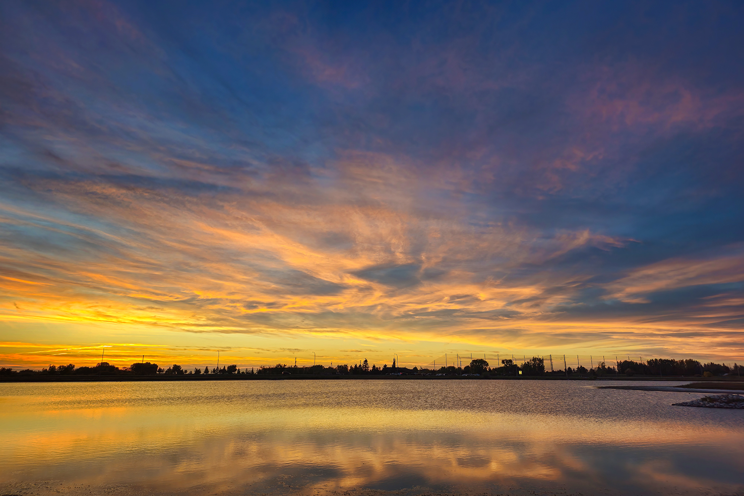 Dramatic Sunset, Greater Pond, Gray Park, Strathmore, Alberta, 2023-09-25