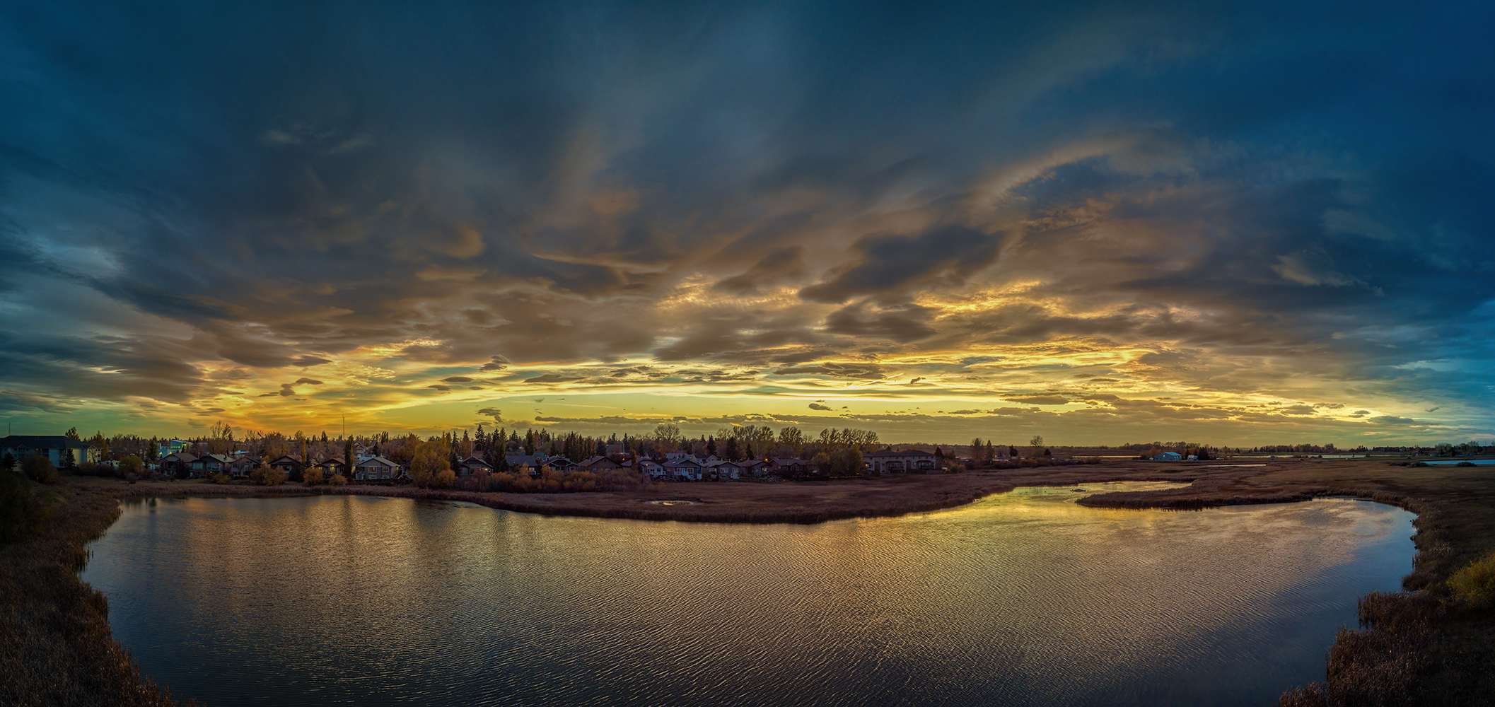 So the drama, Lower Gray Pond, Gray's Park, Strathmore AB, 2023-10-16